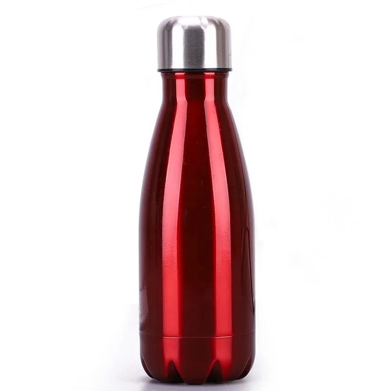 Double wall thermos custom logo outdoor sports drink coke shaped 18 / 8 stainless steel coke water bottle
