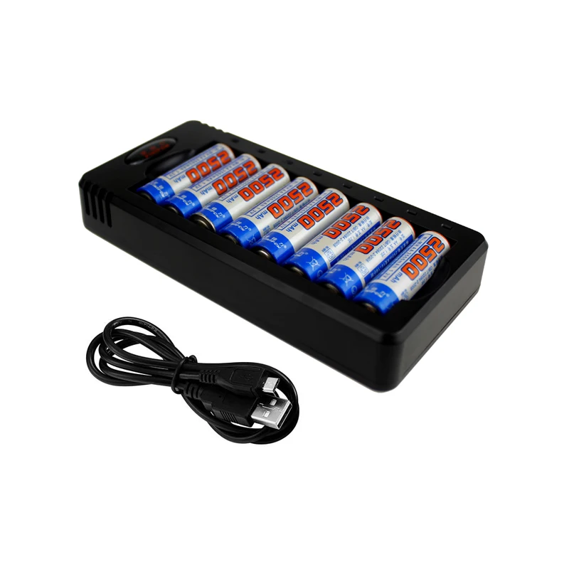 8 slot charger LED Shows 1.2V AA AAA Ni-MH Ni-CD Battery Charger with USB cable for digital products