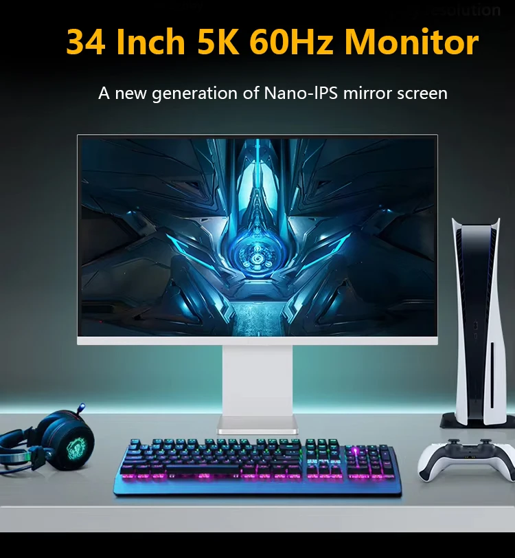 Cheap Widescreen Lcd 5K Ips Desktop Monitors Frameless 60Hz Computer Pc Gaming Monitor 34 Inch