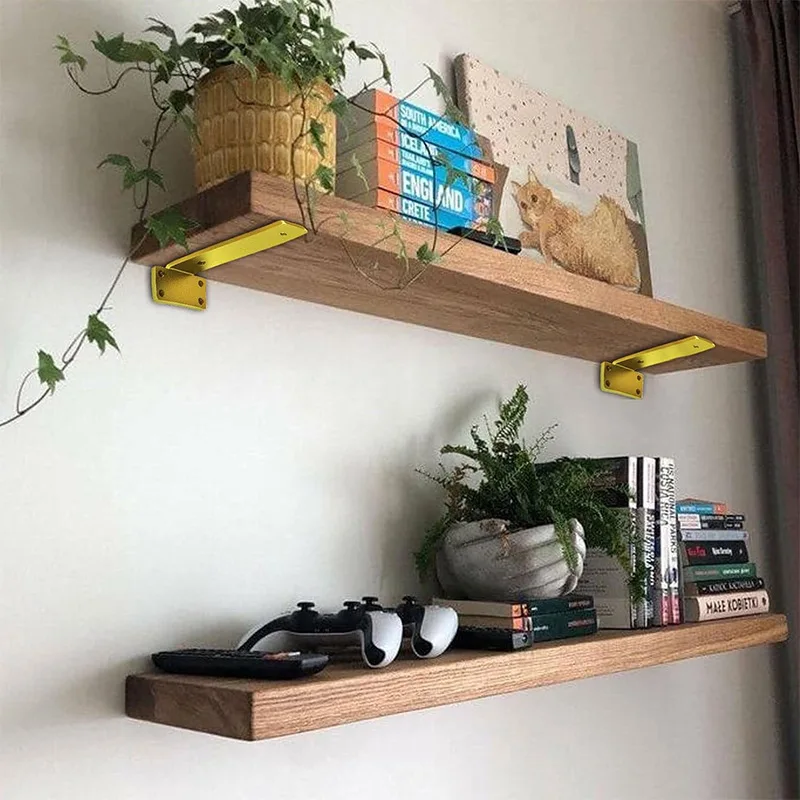 Gold L Shape Metal Shelf Strut Bracket Floating Shelf Wall Bracket