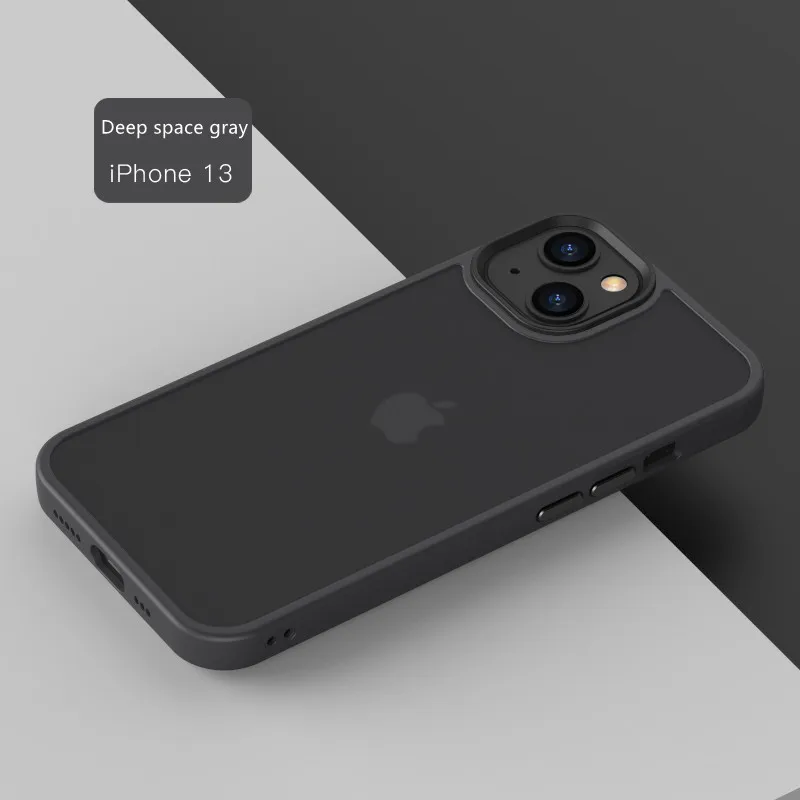 Funsion translucent PC  soft TPU frame Black camera ring Wholesale waterproof Shockproof for iphone 13 pro max phone case