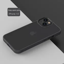 Funsion translucent PC  soft TPU frame Black camera ring Wholesale waterproof Shockproof for iphone 13 pro max phone case