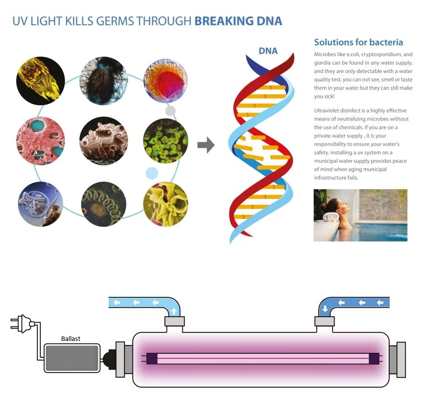 underwater virus germs uvc disinfection light 254nm Aquatic Ultraviolet light water purification sterilizer for home fish tank