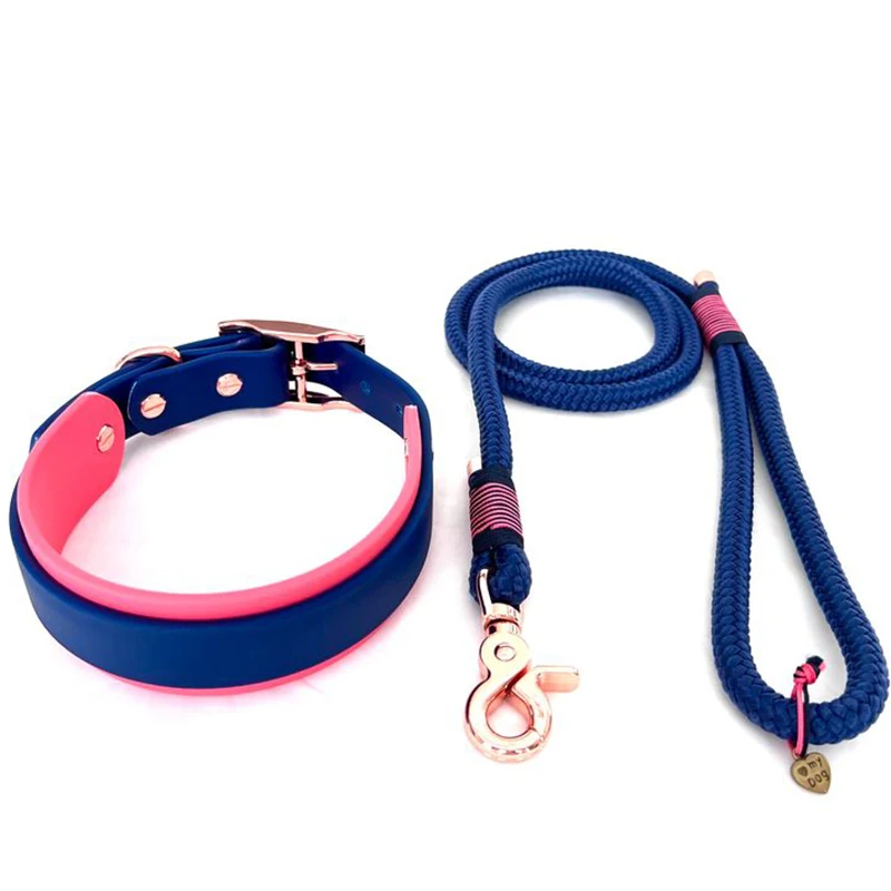 Собачий ошейник с поводком из ПВХ, индивидуальные цвета, экологически чистый водонепроницаемый собачий ошейник и поводок