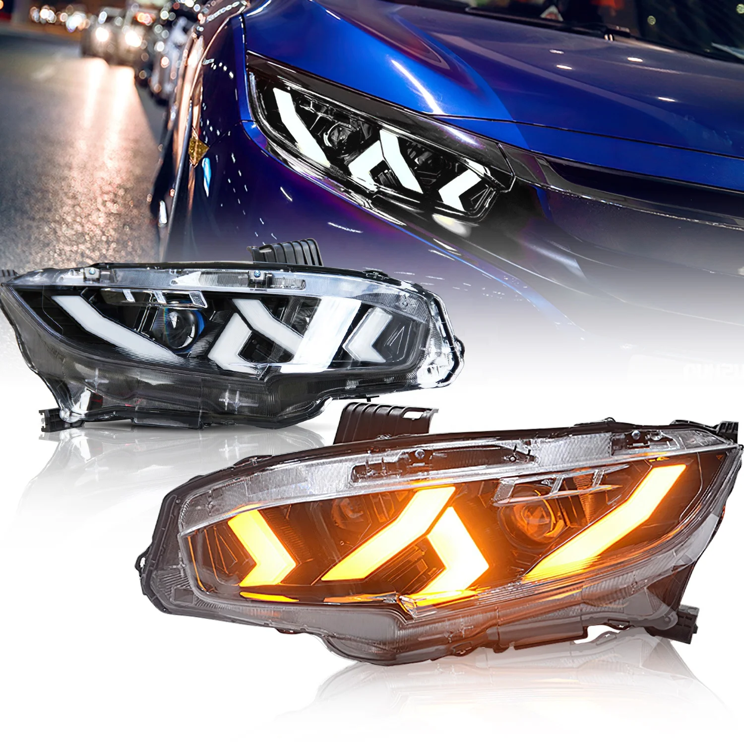  Архаического для civic полный светодиодный налобный фонарь седан с DRL plug & play Lamborghini дизайн 2016-2020 honda хэтчбэк