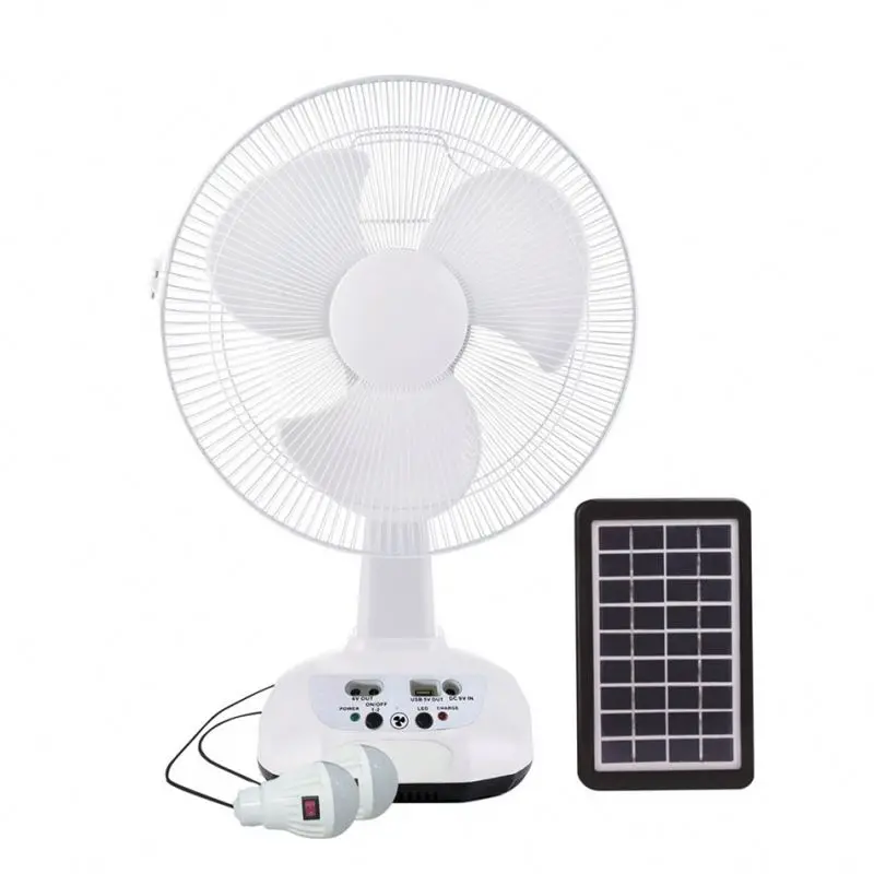 New Table Fan Energy, 12 Inch Emergency Fan Solar Lamp With Charger Solar Desk Fan Rechargeable/