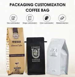 China manufacturer matt flat bottom black and white stand up coffee been pouch bag 250g 500g 1 kg with zipper and valve