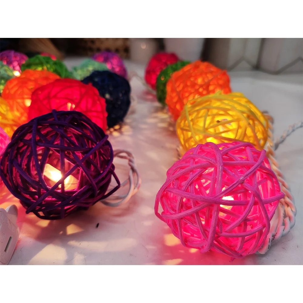 LCH 3m 20 led multicolor led rattan ball ramdan merry christmas twinkle garland string light