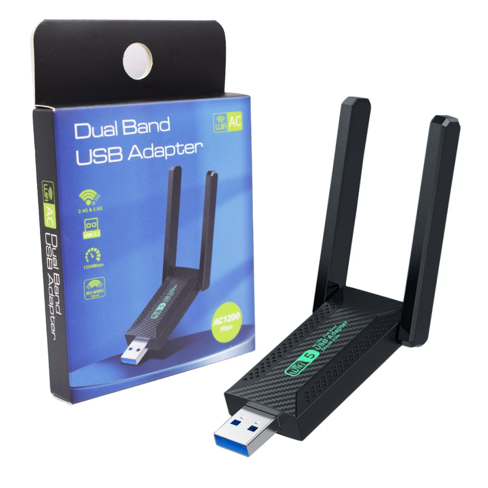 dual band wifi 5 usb adapter 1200mbps Driver Free usb 3.0  Gigabit Dual Band 2.4GHz&5.8GHz Wireless Wifi Dongle for pc Macbook