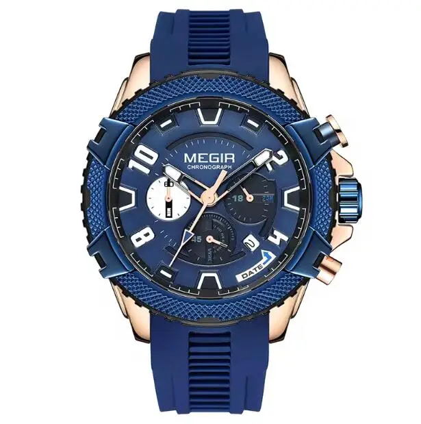 MEGIR Watches for Men Fashion Sport Chronograph Quartz Waterproof Wristwatch with Calendar Date Watch 2200