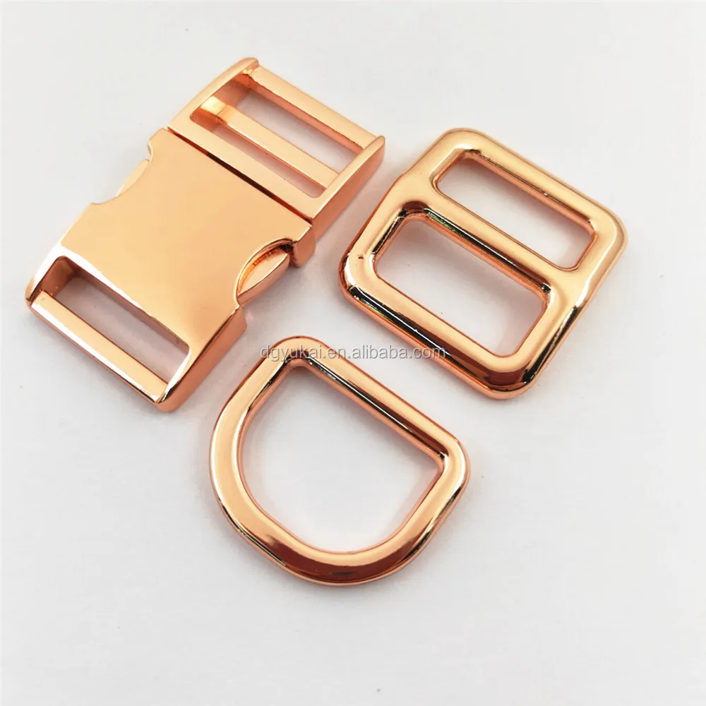 Metal Slide Safety Harness Release ROSE GOLD D ring Buckle Metal Loop For Bag 20mm 25mm