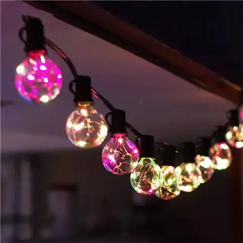 Source Factory High Voltage 50 Light LED Fairy Light String G40 US Color for Outdoor Garden Decor IP44 Glass Body Factory Direct