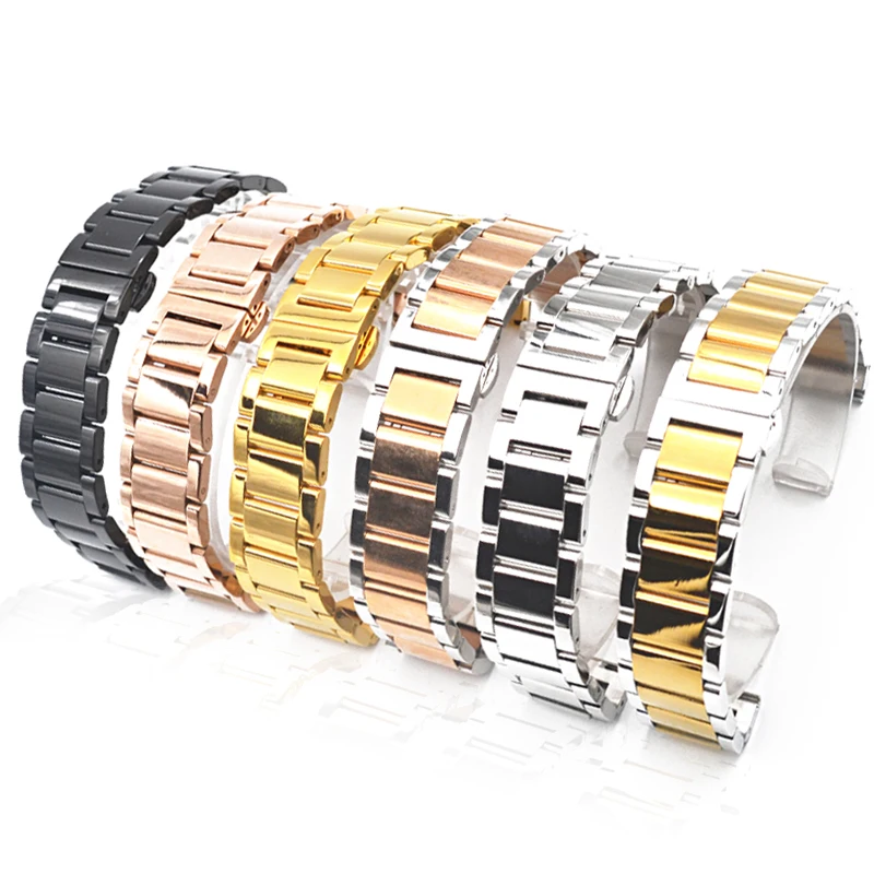 
22mm luxury shining Surface Stainless Steel smart Wrist solid Watch strap for smart watch band 