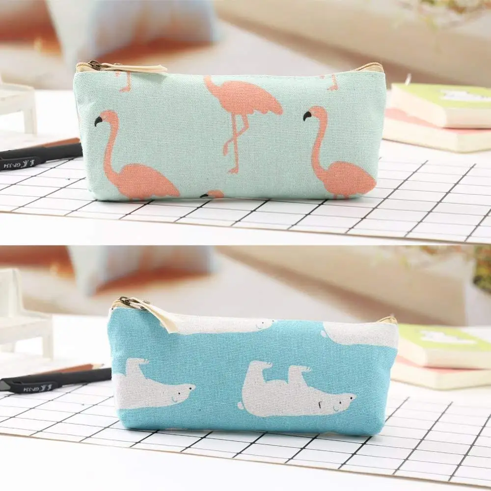 
Pencil Case Holder,Canvas Designed Cute Animal Zipper Bag Student Pencil Pen Case Box,Makeup Brush Bag 