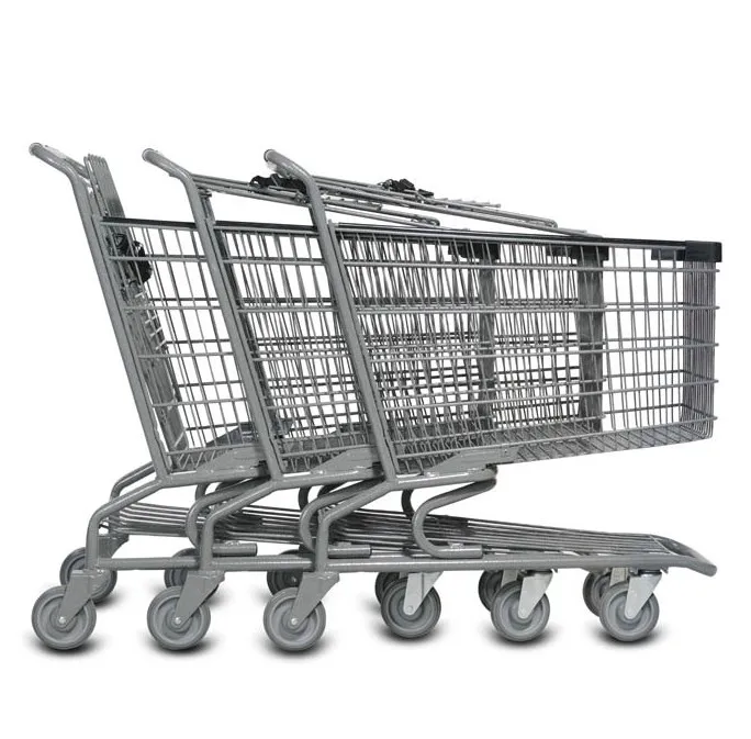 flexible 4 rotating wheels popular supermarket shopping trolley with factory price