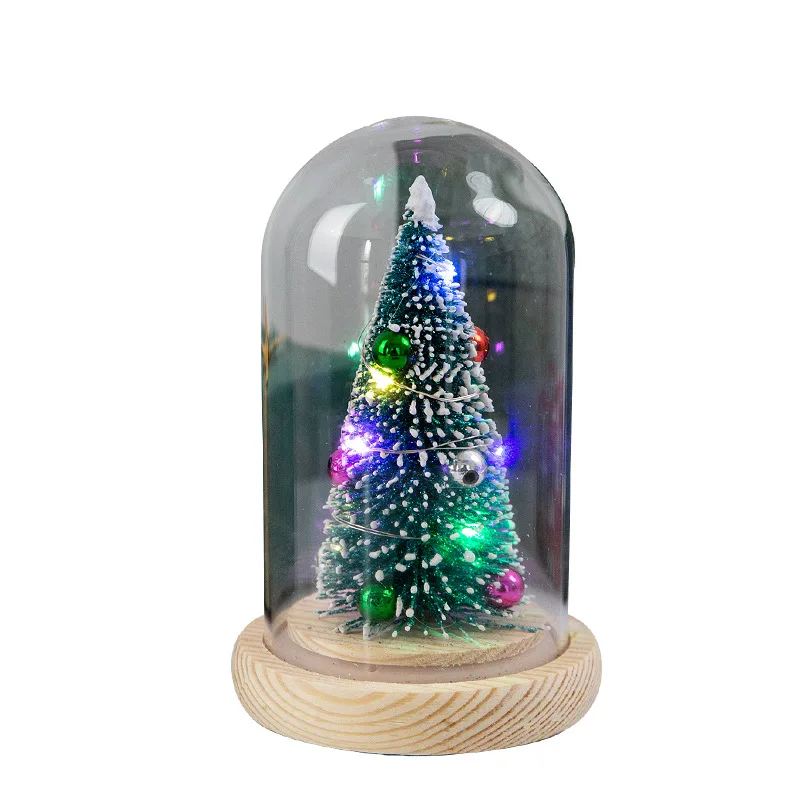 2021 LED lights bedroom ornaments christmas gifts desktop glass night light Christmas tree snow desktop gifts for Christmas (1600229387305)