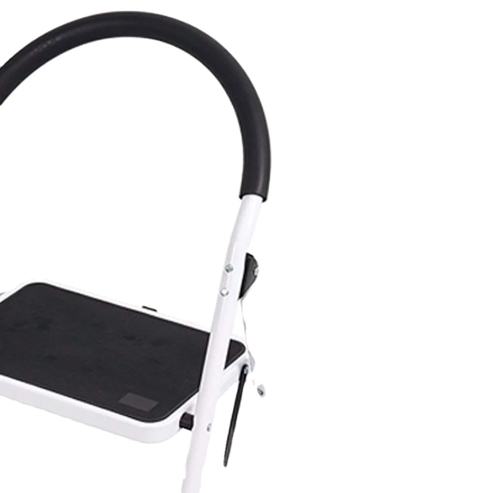 Anti-slip sturdy and wide pedal steel step mobile ladder stool with handrail