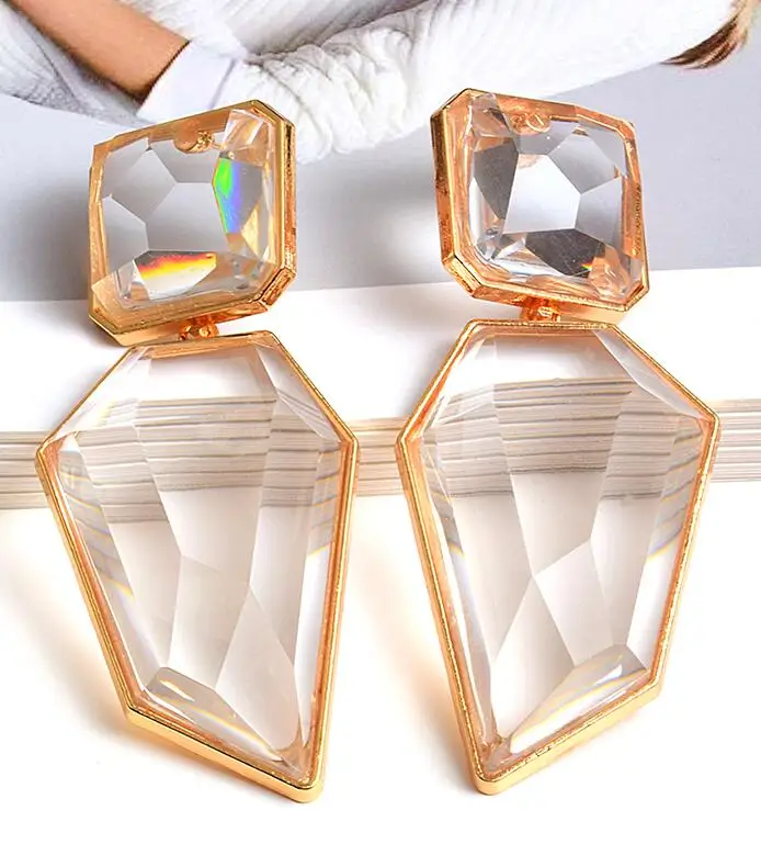 WIIPU Wholesale ZA Clear Pure Resin Drop Earrings Like Crystal Hanging Elegant Irregular Dangle Earrings Fine Jewelry For Wonmen
