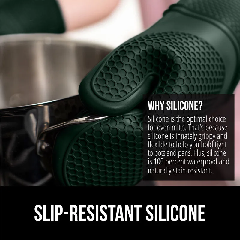 Non-slip Heat Resistant silicone oven glove Heat Resistant Silicone Oven Set Flexible Gloves for kitchen Cooking and BBQ