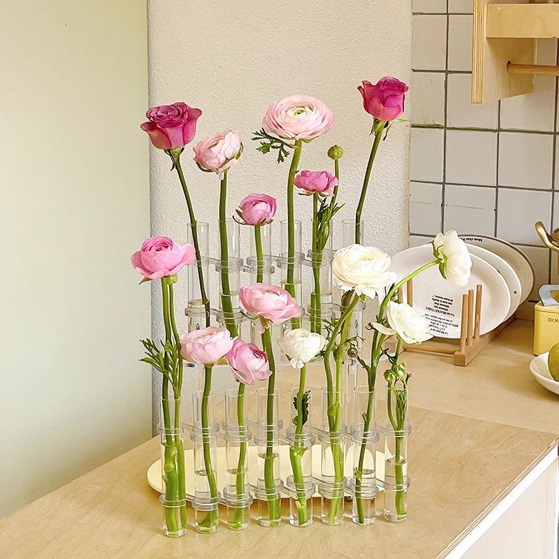Nordic Test Tube Flower Vase Clear Hydroponic Arrangement Flower Glass Vase Set