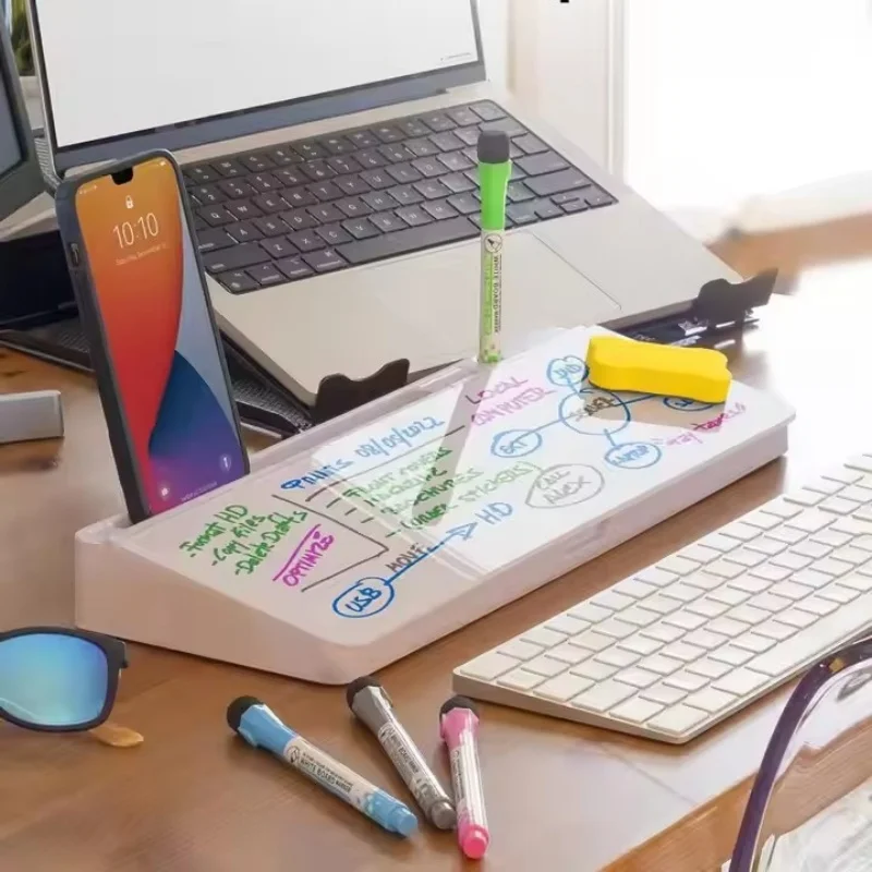 Desktop Glassboard Storage Organizer Pure White Glass Board  Computer Keyboard Platform Drawer Office