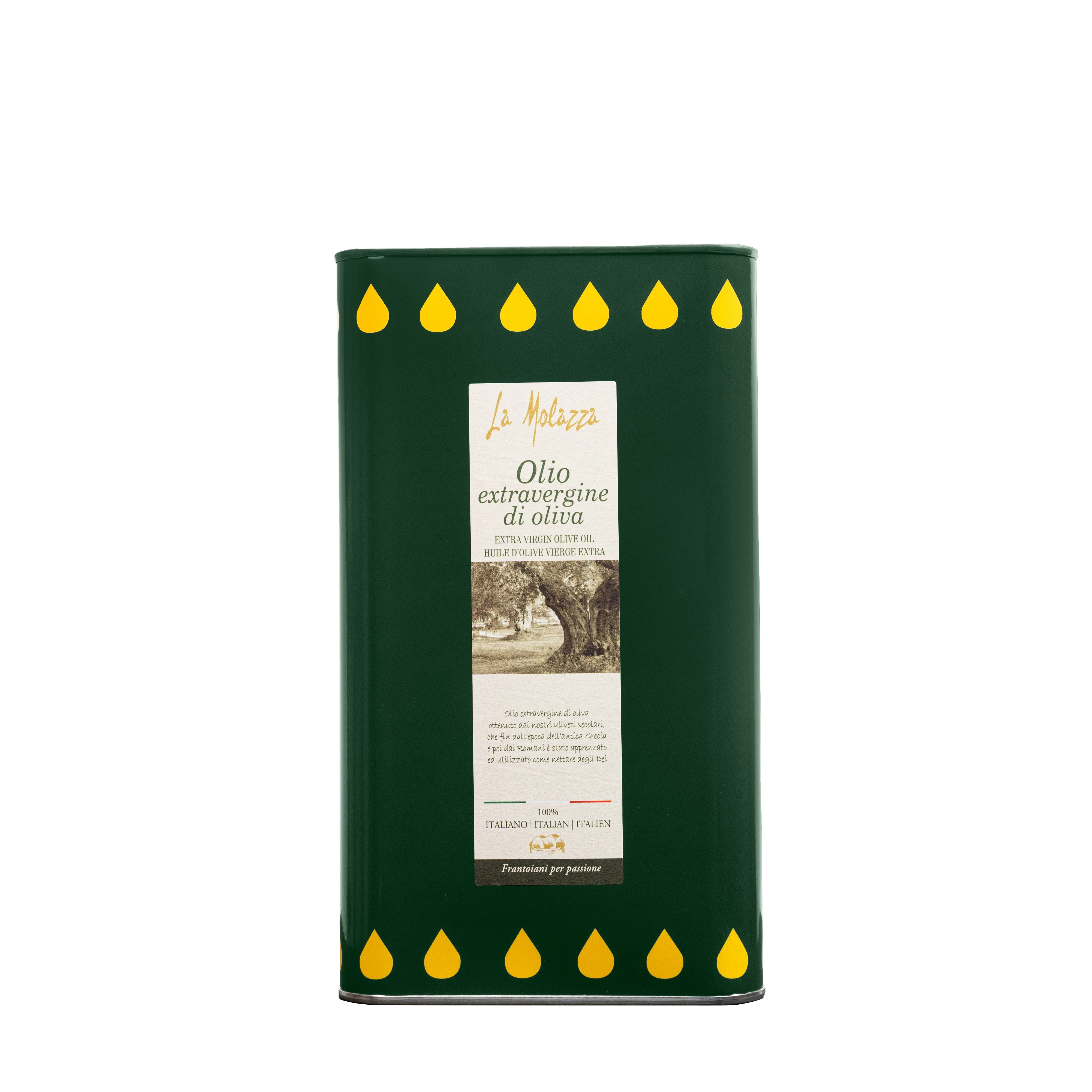 100% Italian Extra Virgin Olive Oil in 3L metal can ideal for use in the kitchen with a characteristic flavor