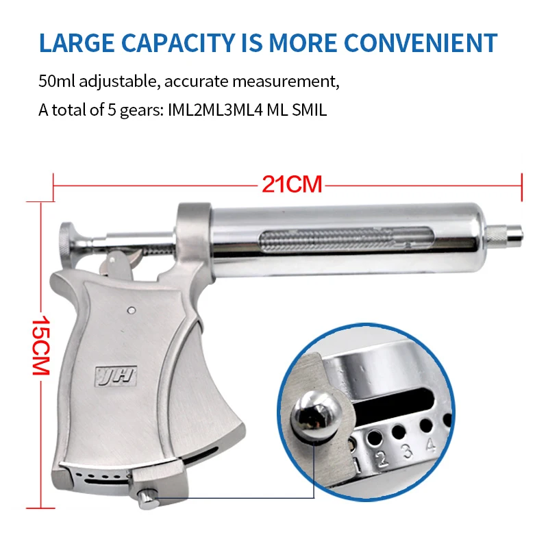 50ml semi-automatic adjustable continuous syringe veterinary syringe gun for poultry injection