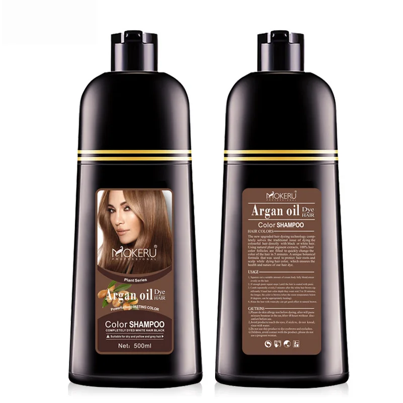 Multipurple Colors Long Lasting Wine Red Black Brown Argan Oil Hair Dye Shampoo for Female