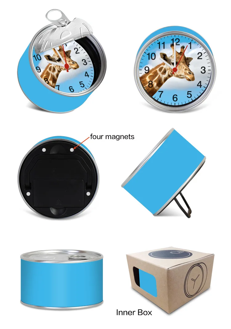 Customized Can Shaped Small Fridge Magnet Clock for Kitchen