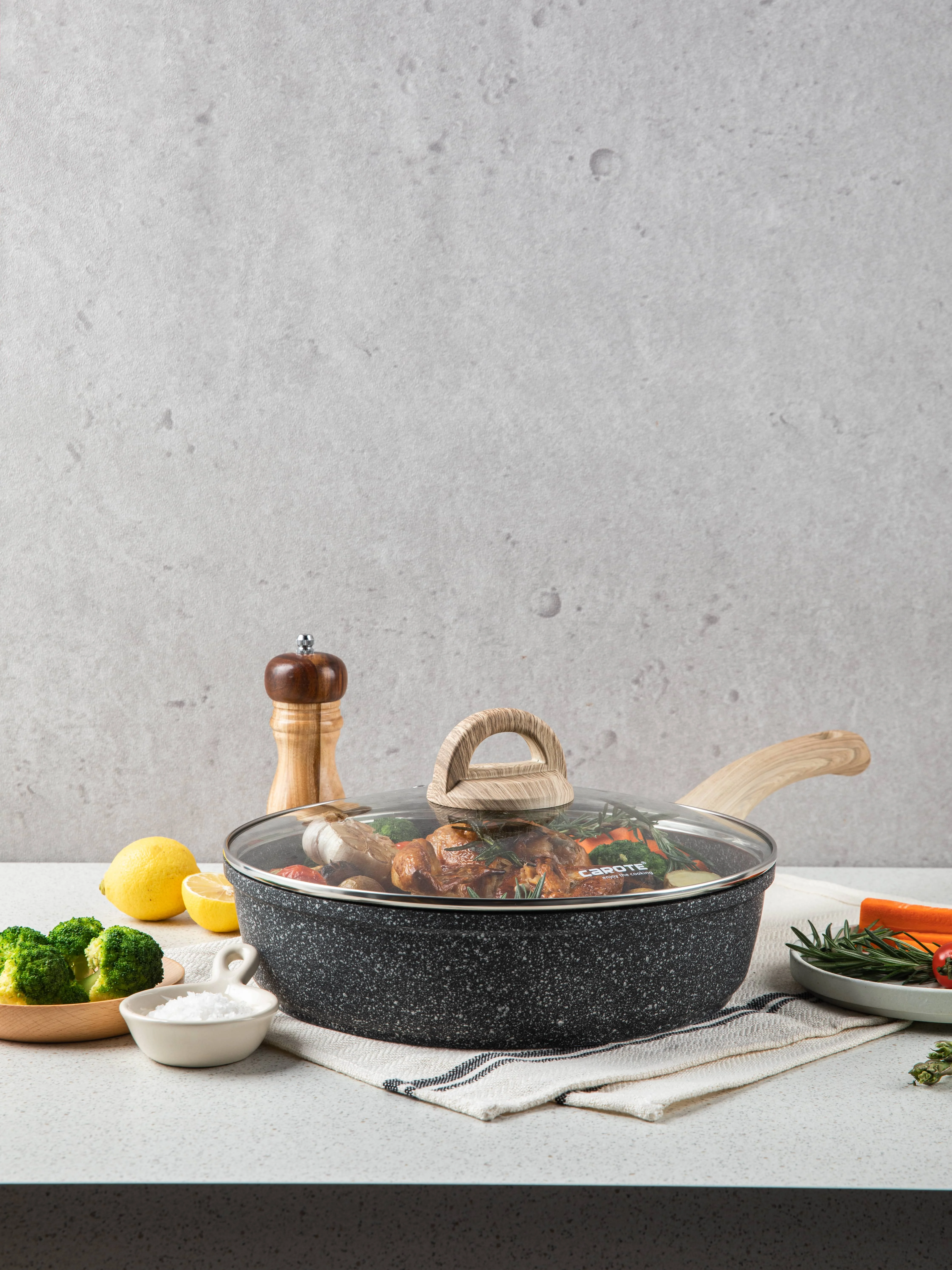 Carote 2.2L frying pan non stick aluminium grill pan kitchen wares home cookware