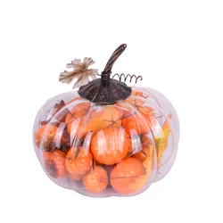 OEM customized Transparent pumpkin shape lantern solar lantern Built in pumpkin model garden decorative solar lantern