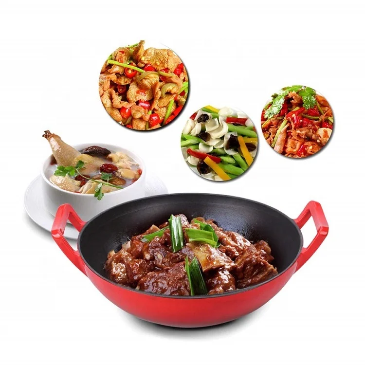 Азиатские большие кастрюли для жарки и перемешивания чугунные глубокие