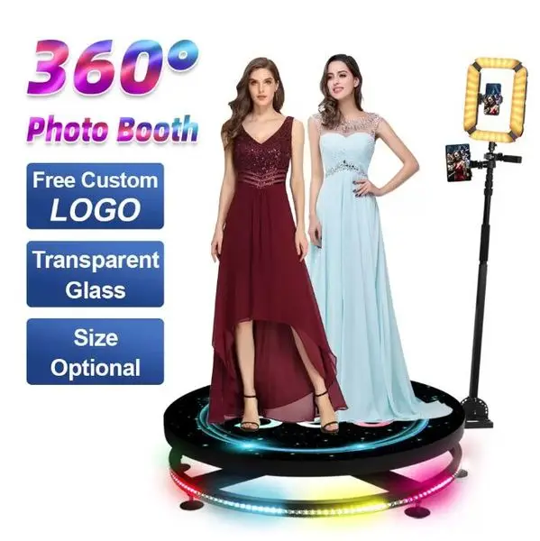 Intelligent Automatic Rotating Video Spin Machine Camera 360 Photo Booth glass Dance Floor Party Disco Night Club