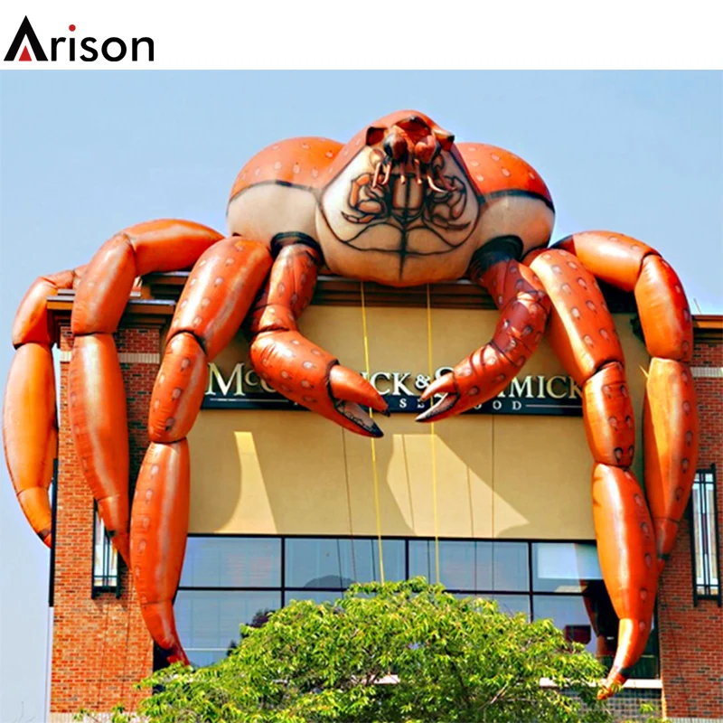 Roof decoration huge giant big OEM oxford cloth inflatable crab inflatable spider monster for building decoration animal