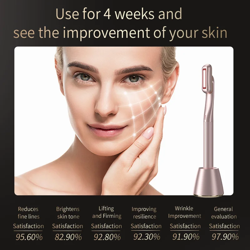 360 Degree Rotation Advanced 4-in-1 Led Light Therapy Face Ems Facial Eye Beauty Massager Red Light Skincare Wand