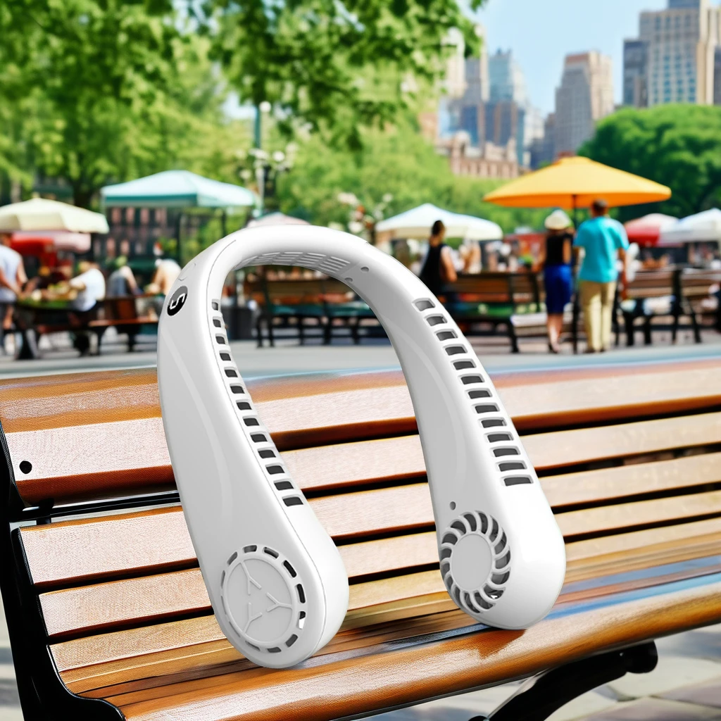 Hot Sale Portable Rechargeable Hanging Neck Fan Silent Leafless Design for Outdoor Sports for Car RV Electric & Battery Operated