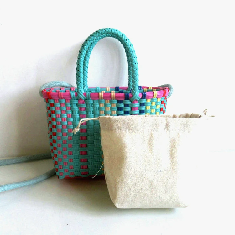 Женская соломенная сумка ручной работы вместительная пластиковая корзина плетеная крючком сумка-слинг с внутренней сумкой