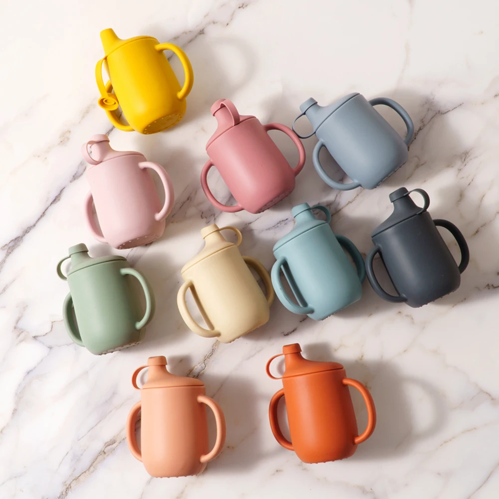 Custom New Eco Friendly Snack Catcher Food Grade Silicone Kids Toddler Baby Sippy Snack Drinking Cup With Lid Handle