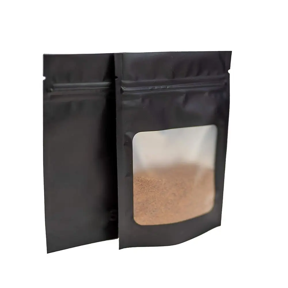 Smell Proof Odorless matte Mylar airtight ziplock resealable aluminum foil pouch bags with clear Window