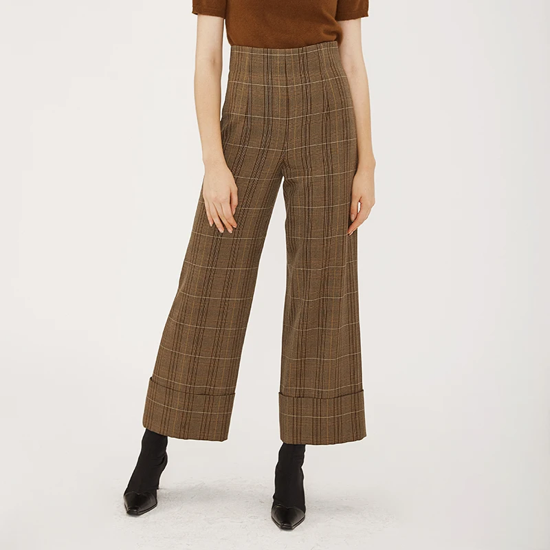 Bottoms womens clothing high waist plaid design elegant ladies trousers 2021 plus size luxury autumn outdoor pants quick dry