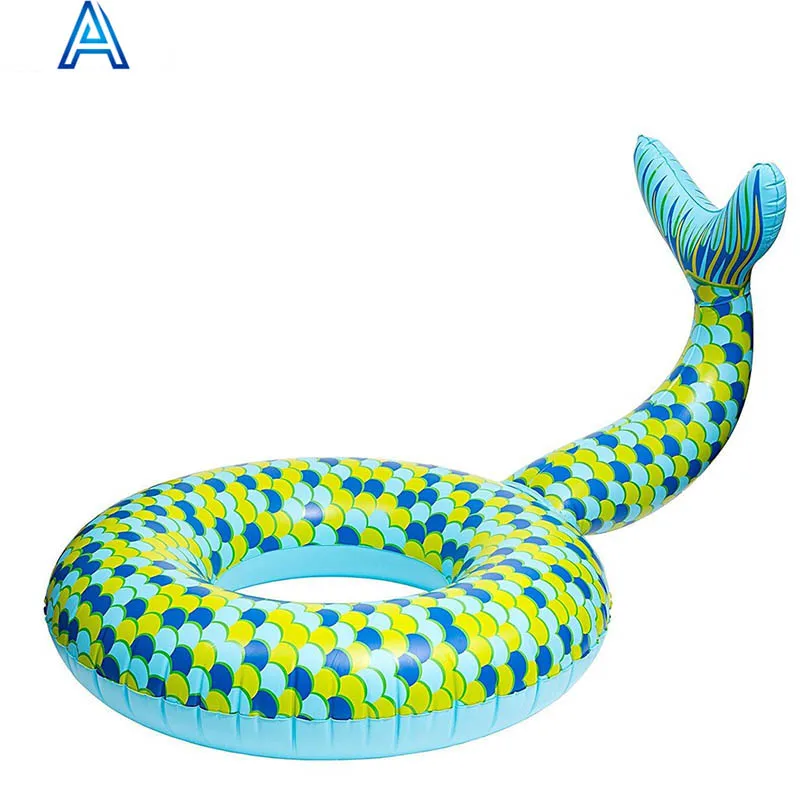 3D cartoon fish whale shark tale shape vinyl PVC air blow inflatable swim tube swim ring fir swimming ring toy