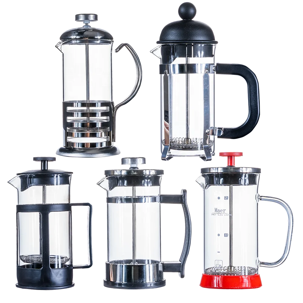 Hot sale high temperature resistant borosilicate glass anti-scald handle french press pot for prensa francesa coffee making