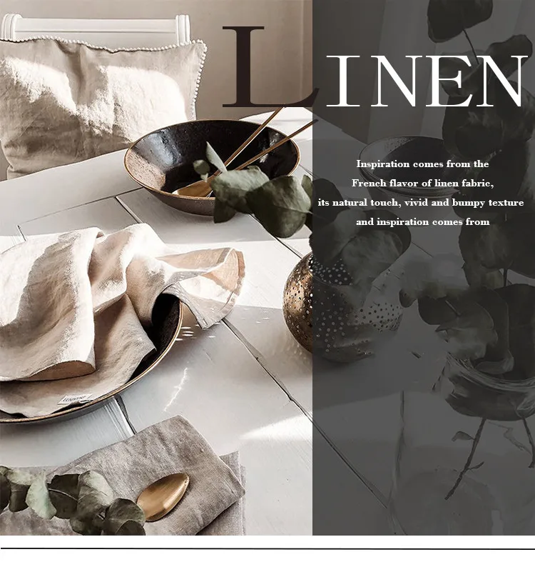 Nordic Style dinner napkin 100% french linen fabric place mat stone washed linen cloth napkin