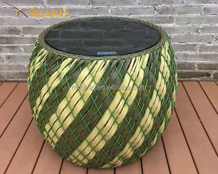 Decor Home Wicker Round Rattan Side Table Rattan Coffee Tea Table Garden Patio Furniture Colorful look Rattan Furniture