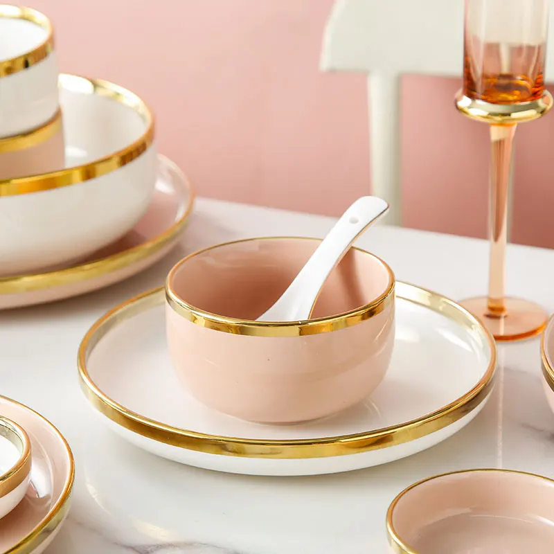 Baby Glass Plates Sets Party Tableware Crystal Fine Bone China Dinnerware Set