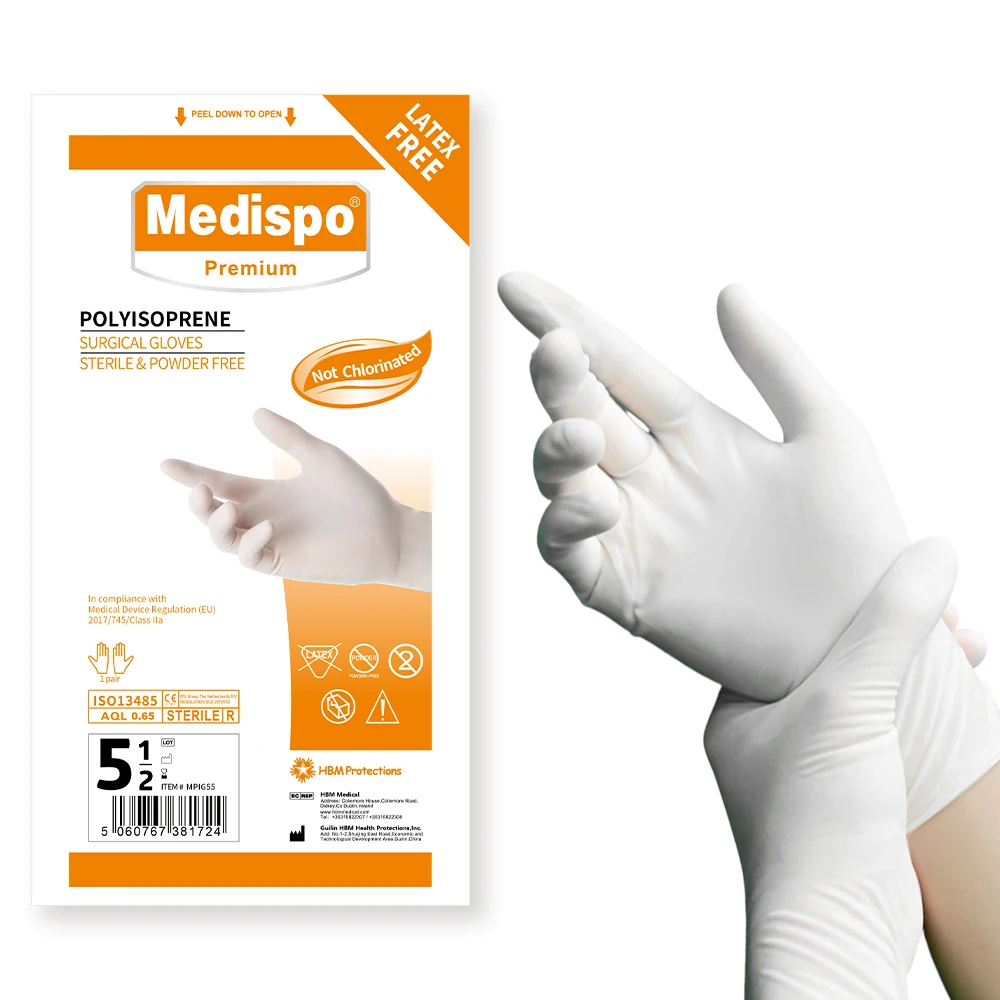 Hot sale disposable latex free gloves doctor surgical sterile polyisoprene hand glove