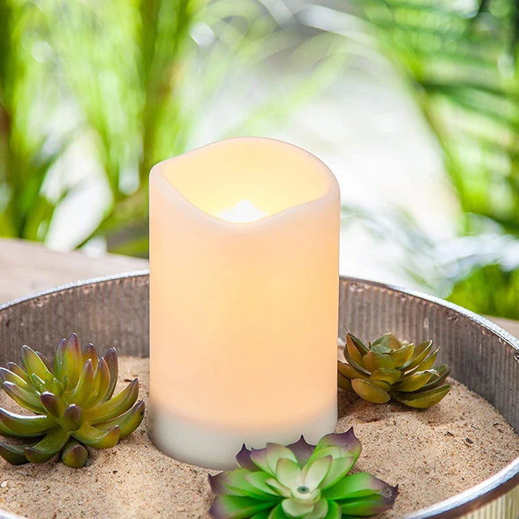 2022 Hot Sale Table Standing Decoration 4inch Waterproof Wave Top Decorative Led Powered Candle Light Powered By Solar