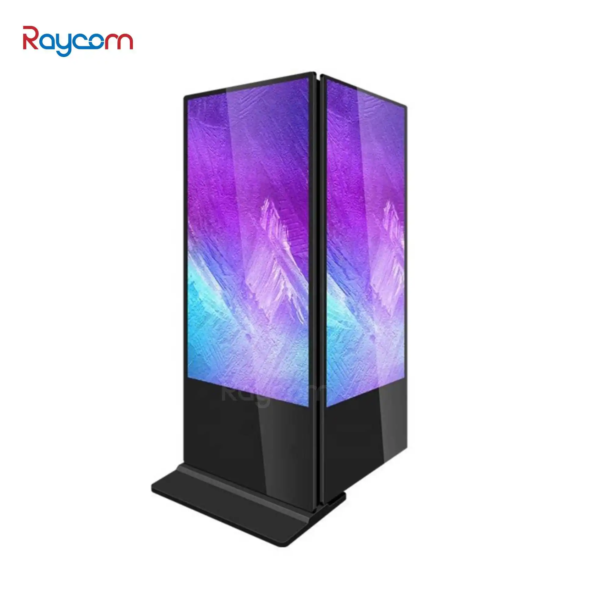 Raycom 4K Double-Sided Touch Kiosk Indoor Floor Standing LED Advertising Display with Dual Screens for Airport Digital Posters
