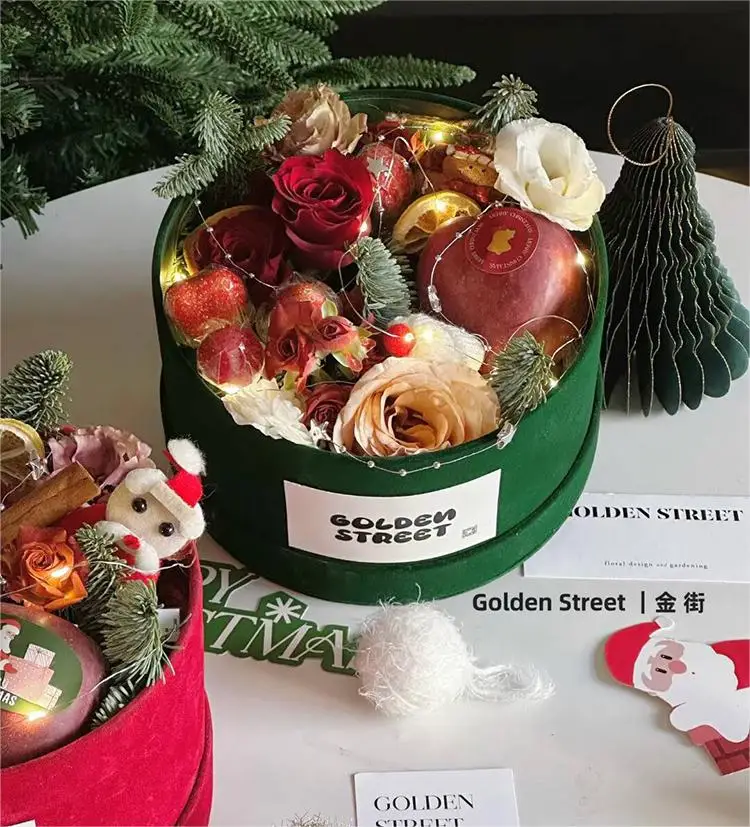 New Arrival Christmas Gift Round Box Florist  Bouquet Wholesale Flower Box