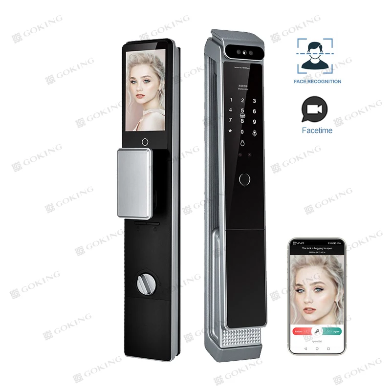 Goking Digital Lock Camera Video Call Fingerprint Cat Eye Wifi Phone Intercom Key Security Home Electronic Smart Door Lock Gate